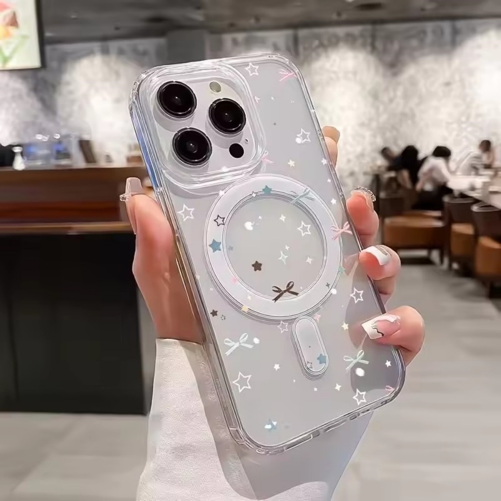 Mini Pc Case - Star Bow Print Clear Phone Case