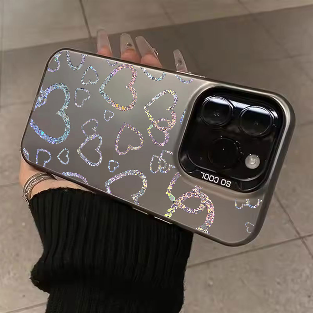Matte Pc Case - Colorful Heart Print Case For iPhone
