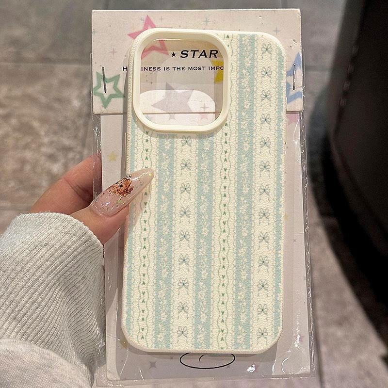Matte Pc Case - Fresh Light Green Bow Lace Stripes