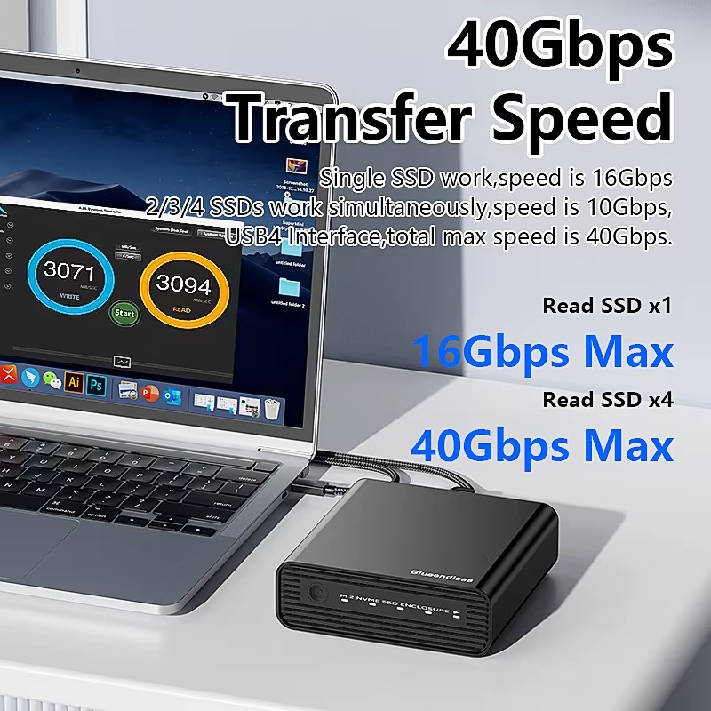 Aluminum M2 4-Bay USB4 Externa - огляд і ціна Case Fans